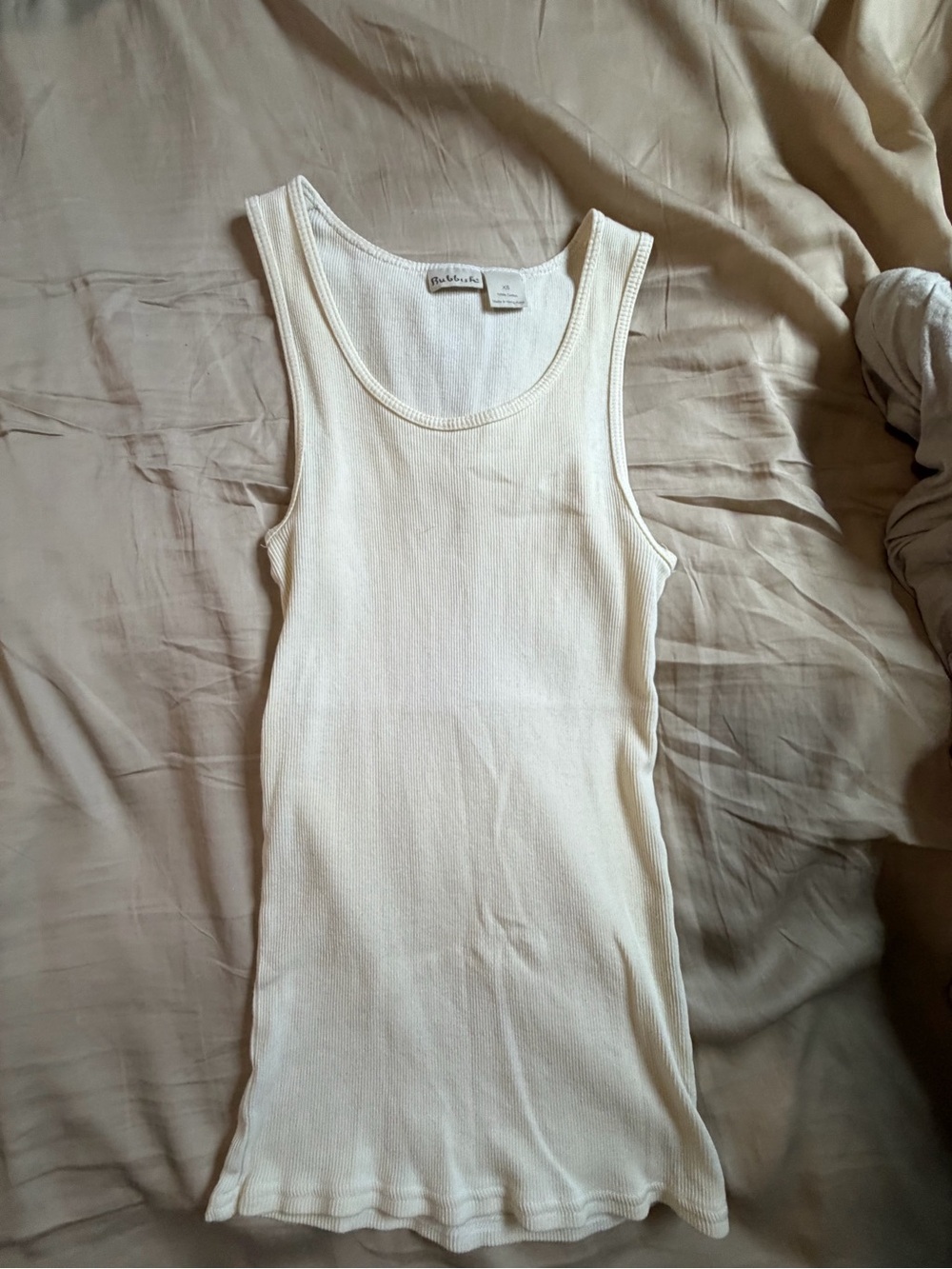 Rubbish Cream Ribbed Tank Top